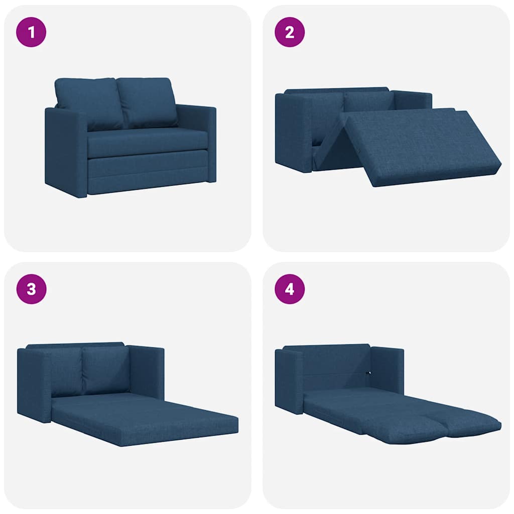 Bodensofa mit Schlaffunktion Blau 112x174x55 cm Stoff