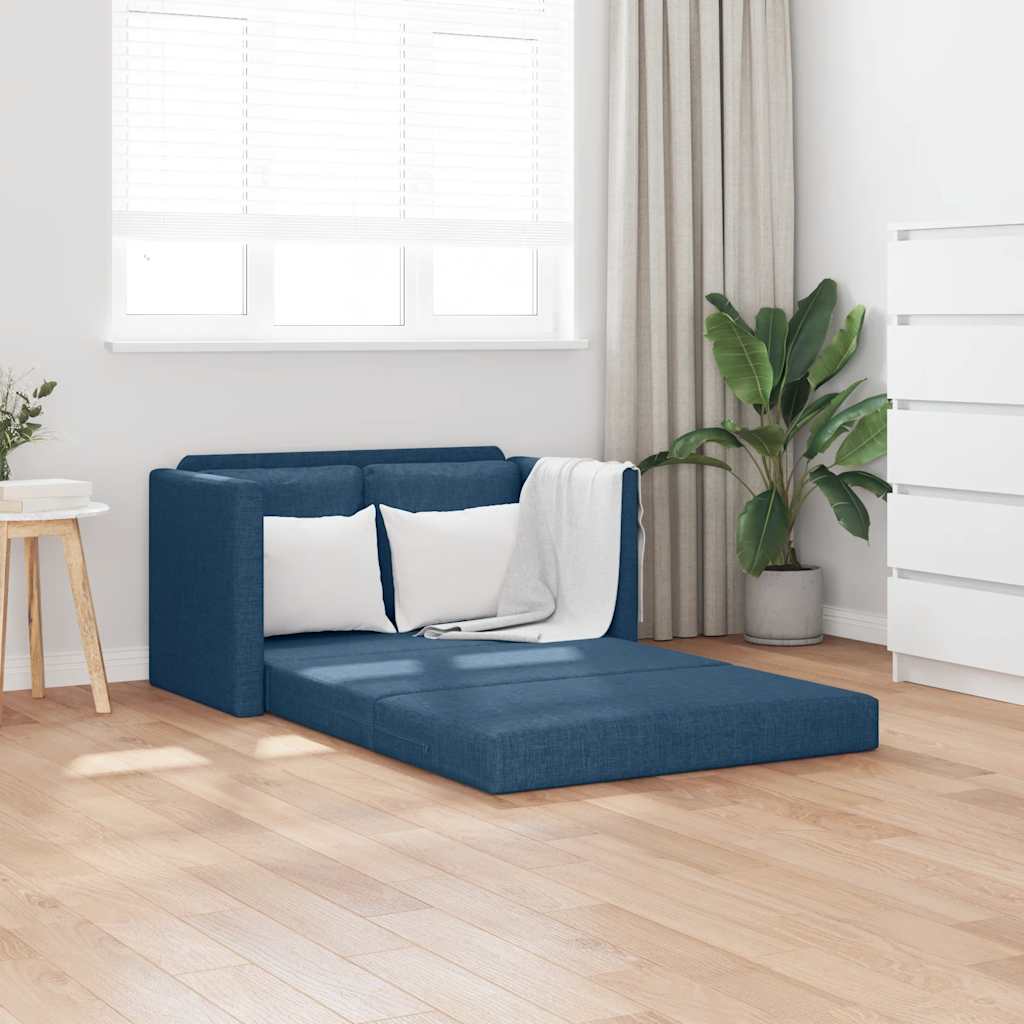 Bodensofa mit Schlaffunktion Blau 112x174x55 cm Stoff