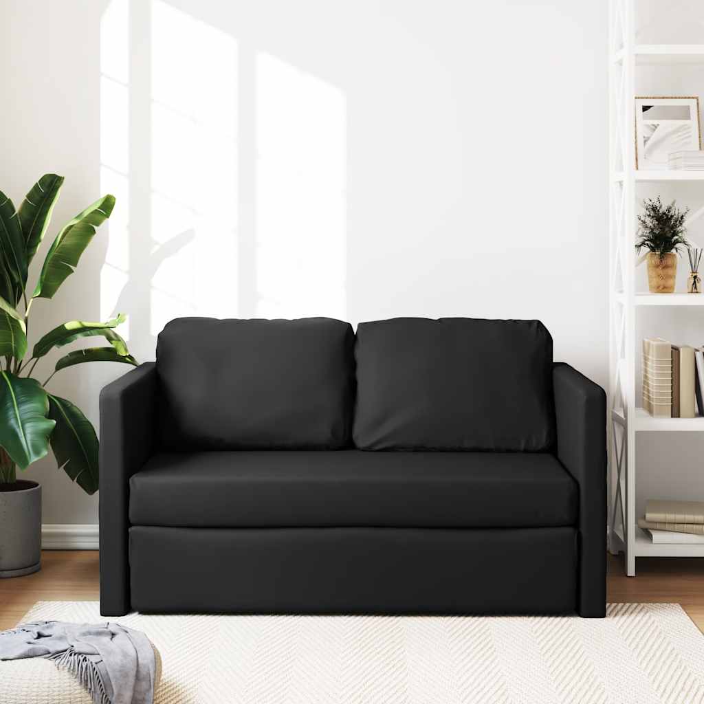 Bodensofa mit Schlaffunktion Schwarz 112x174x55 cm Kunstleder