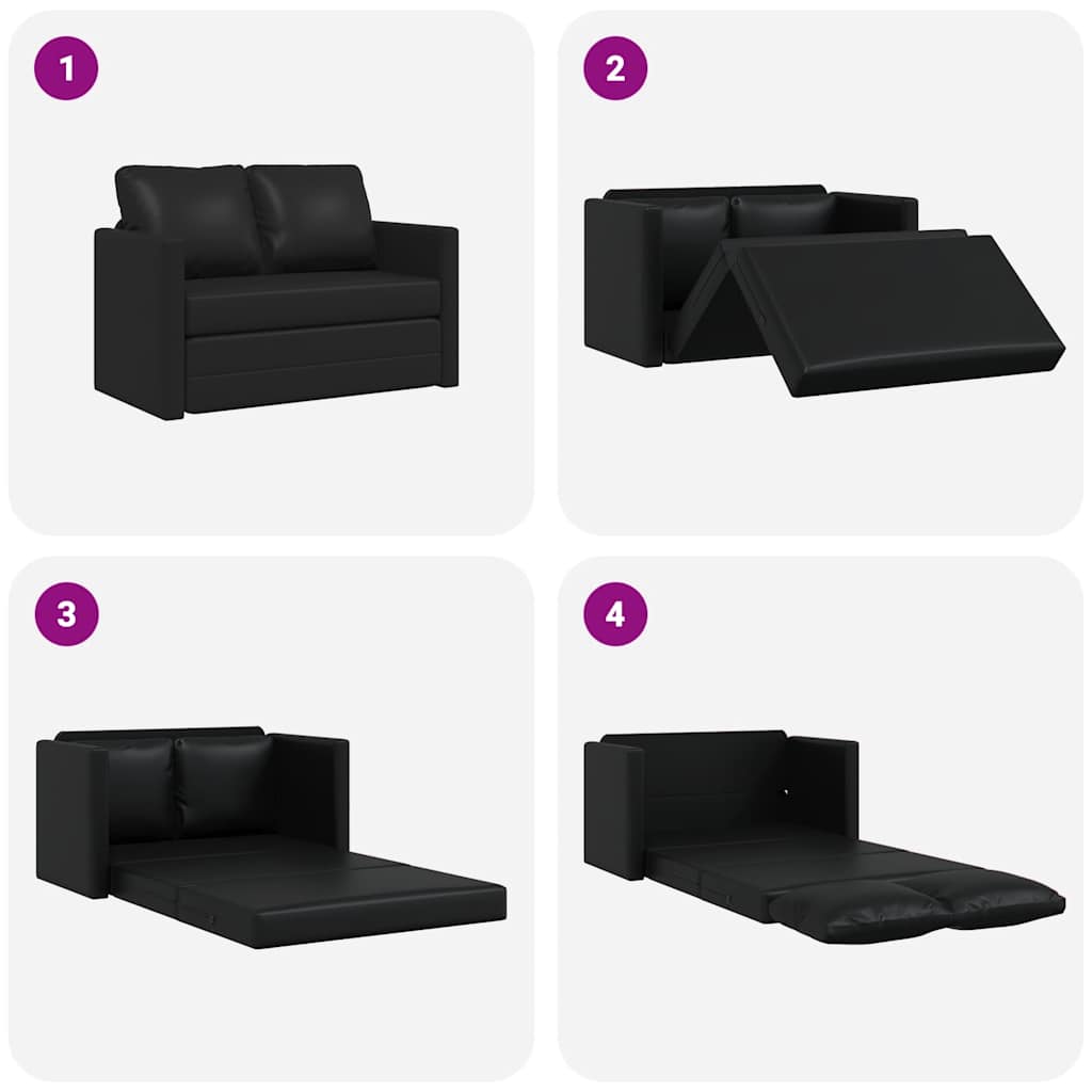 Bodensofa mit Schlaffunktion Schwarz 112x174x55 cm Kunstleder
