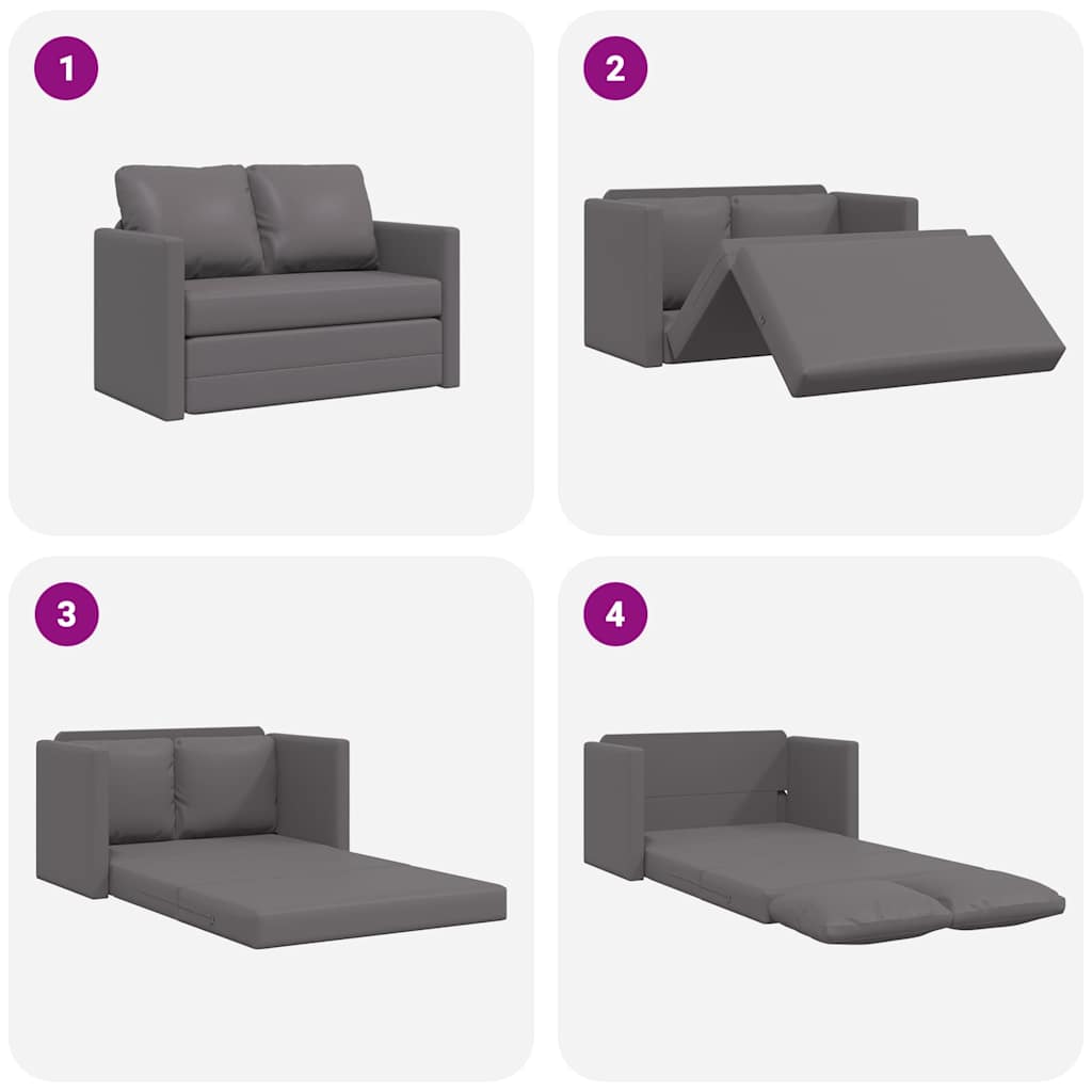 Bodensofa mit Schlaffunktion Grau 112x174x55 cm Kunstleder