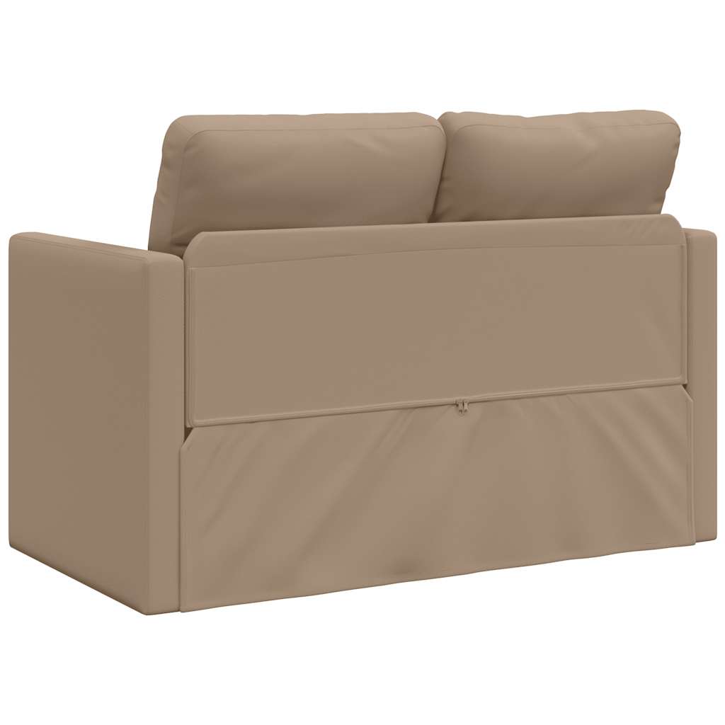 Bodensofa mit Schlaffunktion Cappuccino-Braun Kunstleder
