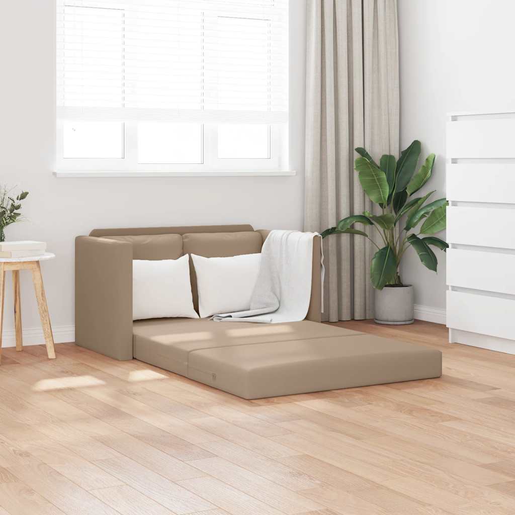 Bodensofa mit Schlaffunktion Cappuccino-Braun Kunstleder