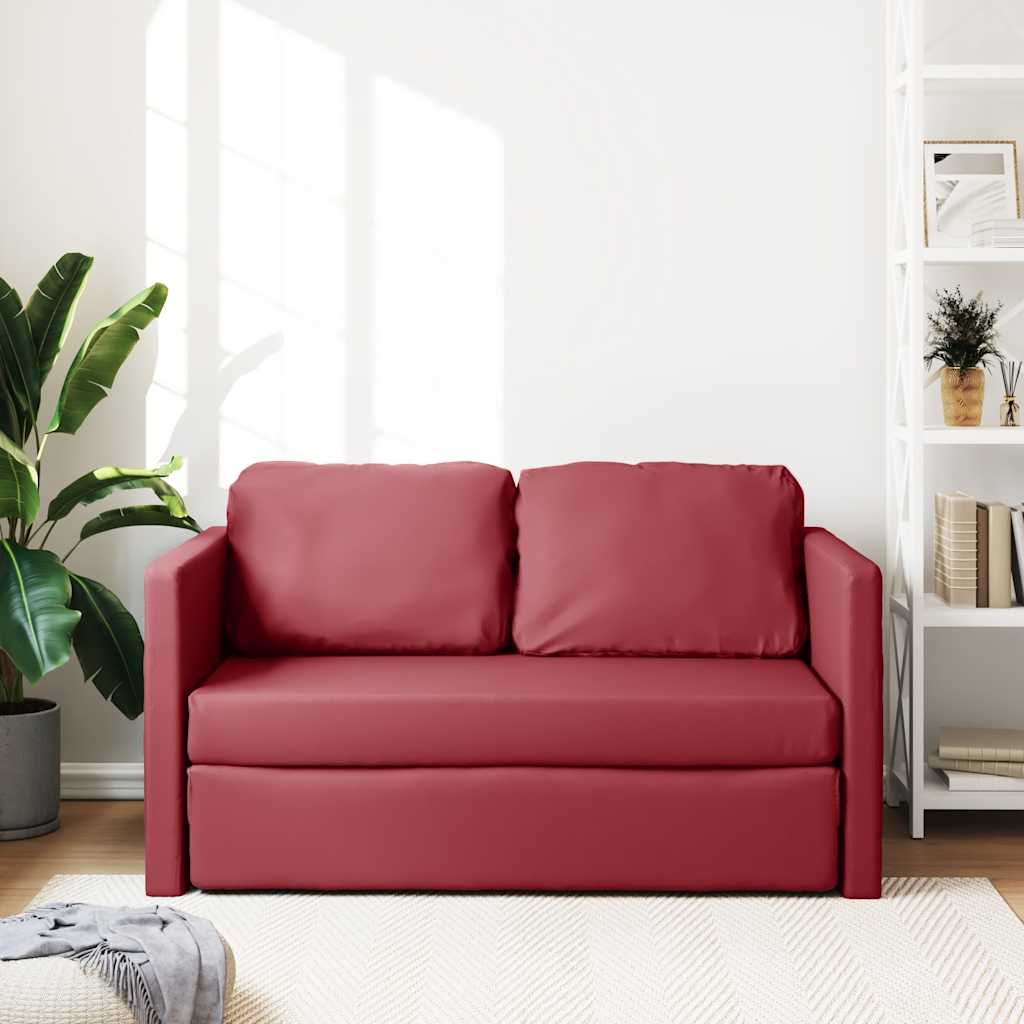Bodensofa mit Schlaffunktion Weinrot 112x174x55 cm Kunstleder