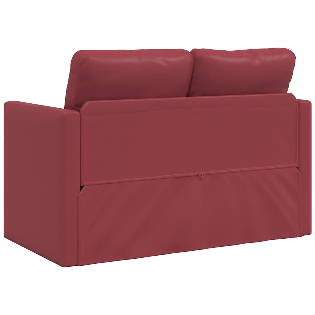 Bodensofa mit Schlaffunktion Weinrot 112x174x55 cm Kunstleder