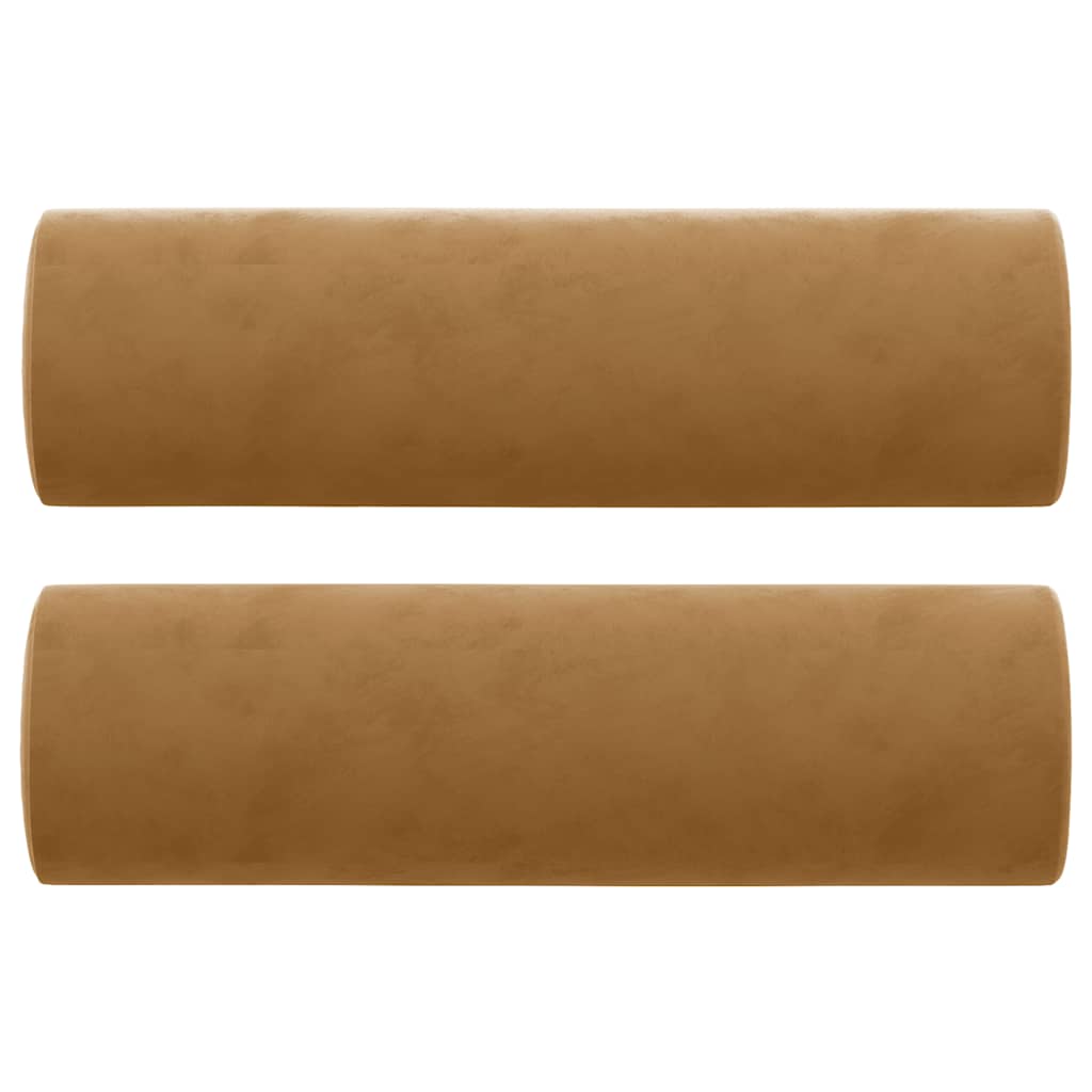 2-Sitzer-Sofa mit Zierkissen Braun 120 cm Samt