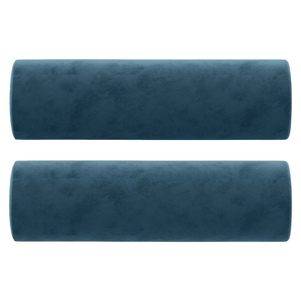 2-Sitzer-Sofa mit Zierkissen Blau 120 cm Samt