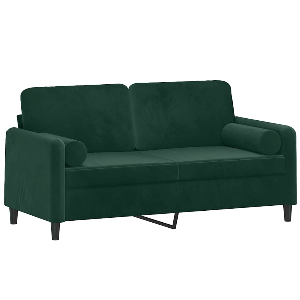 2-Sitzer-Sofa mit Zierkissen Dunkelgrün 140 cm Samt