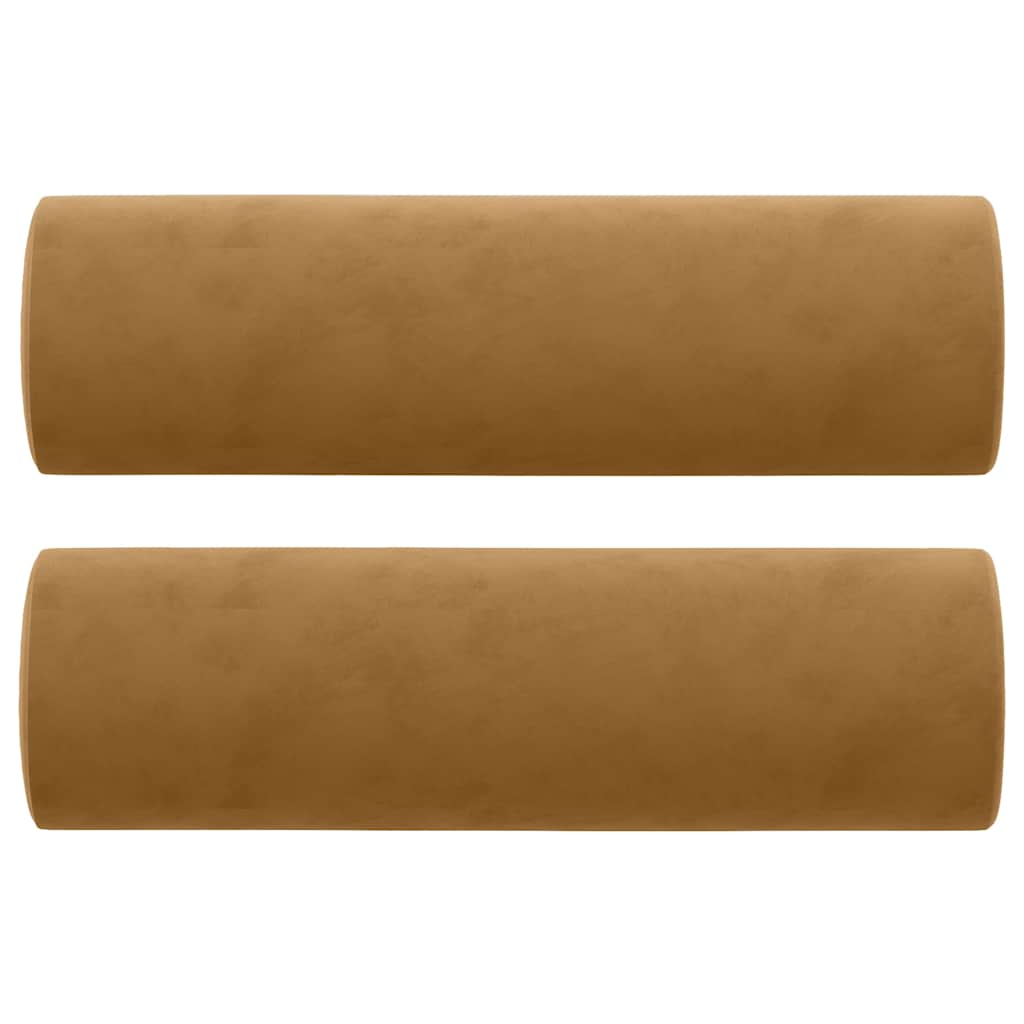 2-Sitzer-Sofa mit Zierkissen Braun 140 cm Samt