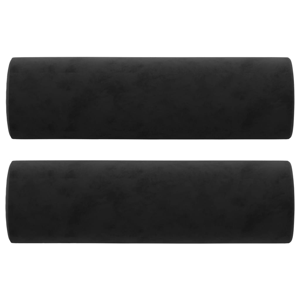 3-Sitzer-Sofa mit Zierkissen Schwarz 180 cm Samt