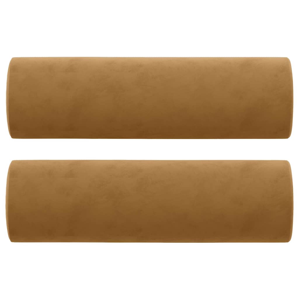 3-Sitzer-Sofa mit Zierkissen Braun 180 cm Samt