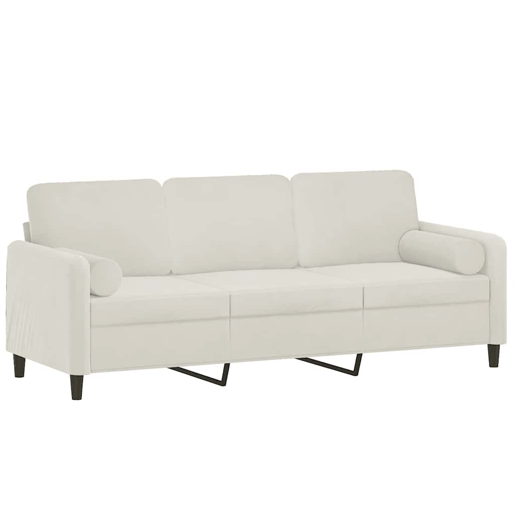 3-Sitzer-Sofa mit Zierkissen Creme 180 cm Samt