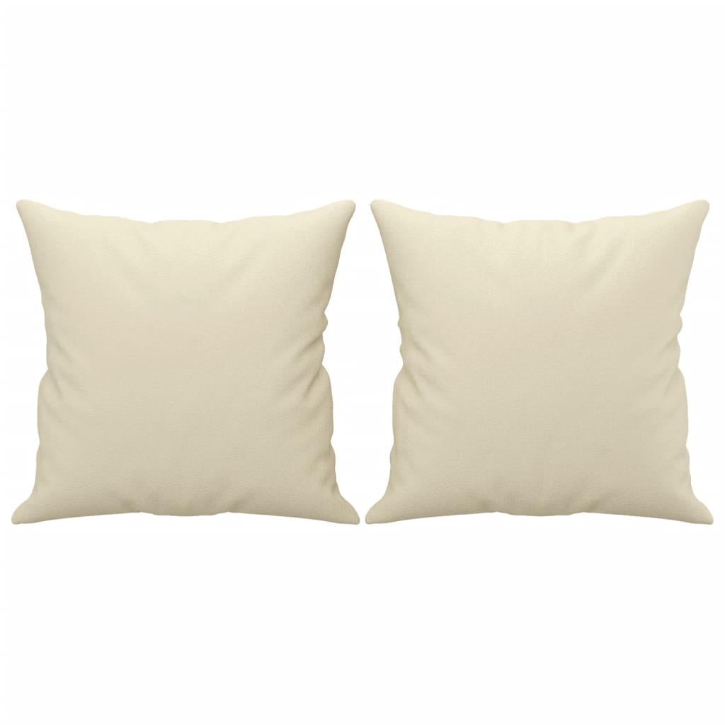 2-Sitzer-Sofa mit Zierkissen Creme 120 cm Kunstleder
