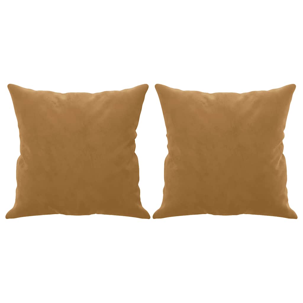 2-Sitzer-Sofa mit Zierkissen Braun 120 cm Samt