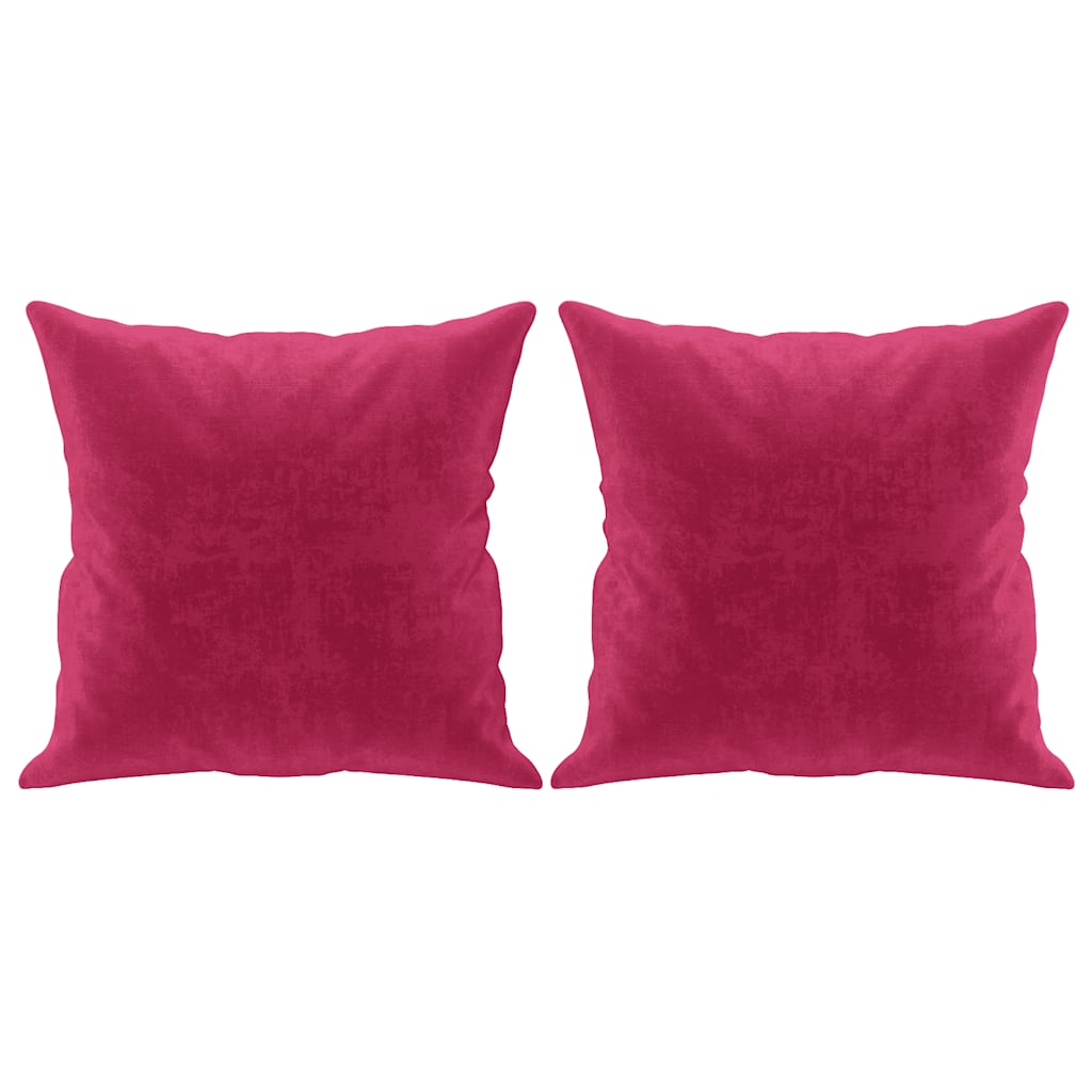 2-Sitzer-Sofa mit Zierkissen Weinrot 140 cm Samt