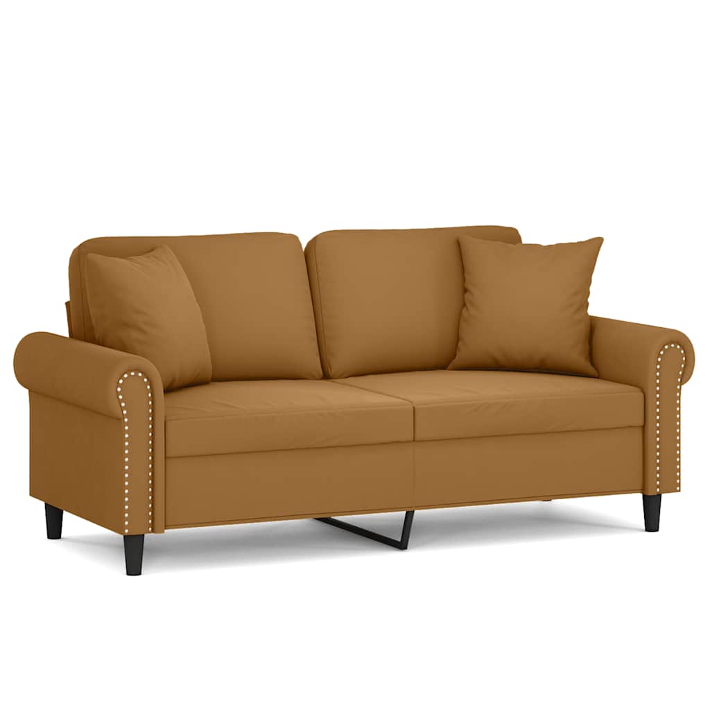 2-Sitzer-Sofa mit Zierkissen Braun 140 cm Samt