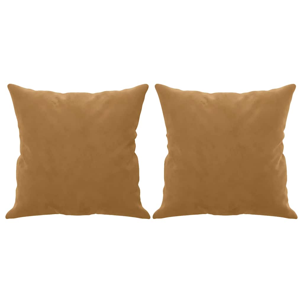 3-Sitzer-Sofa mit Zierkissen Braun 180 cm Samt