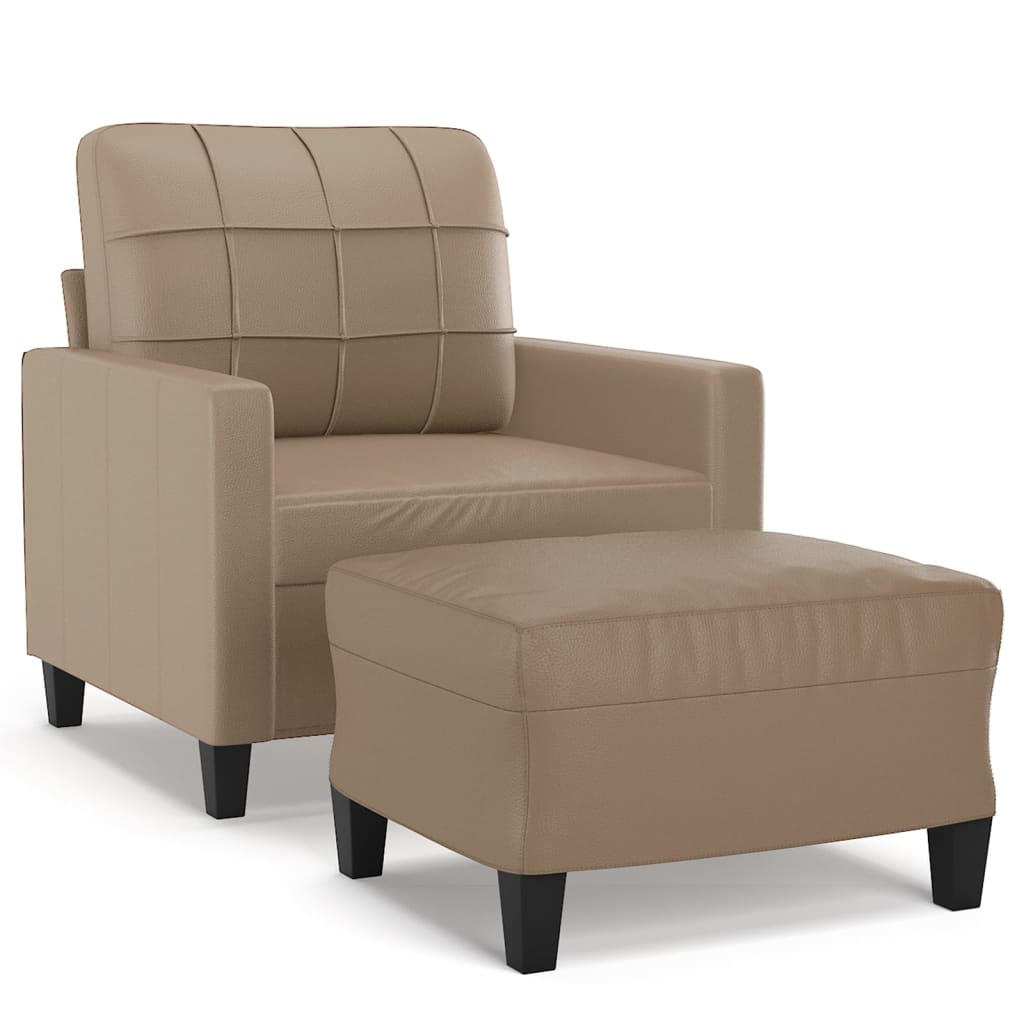 Sessel mit Hocker Cappuccino-Braun 60 cm Kunstleder