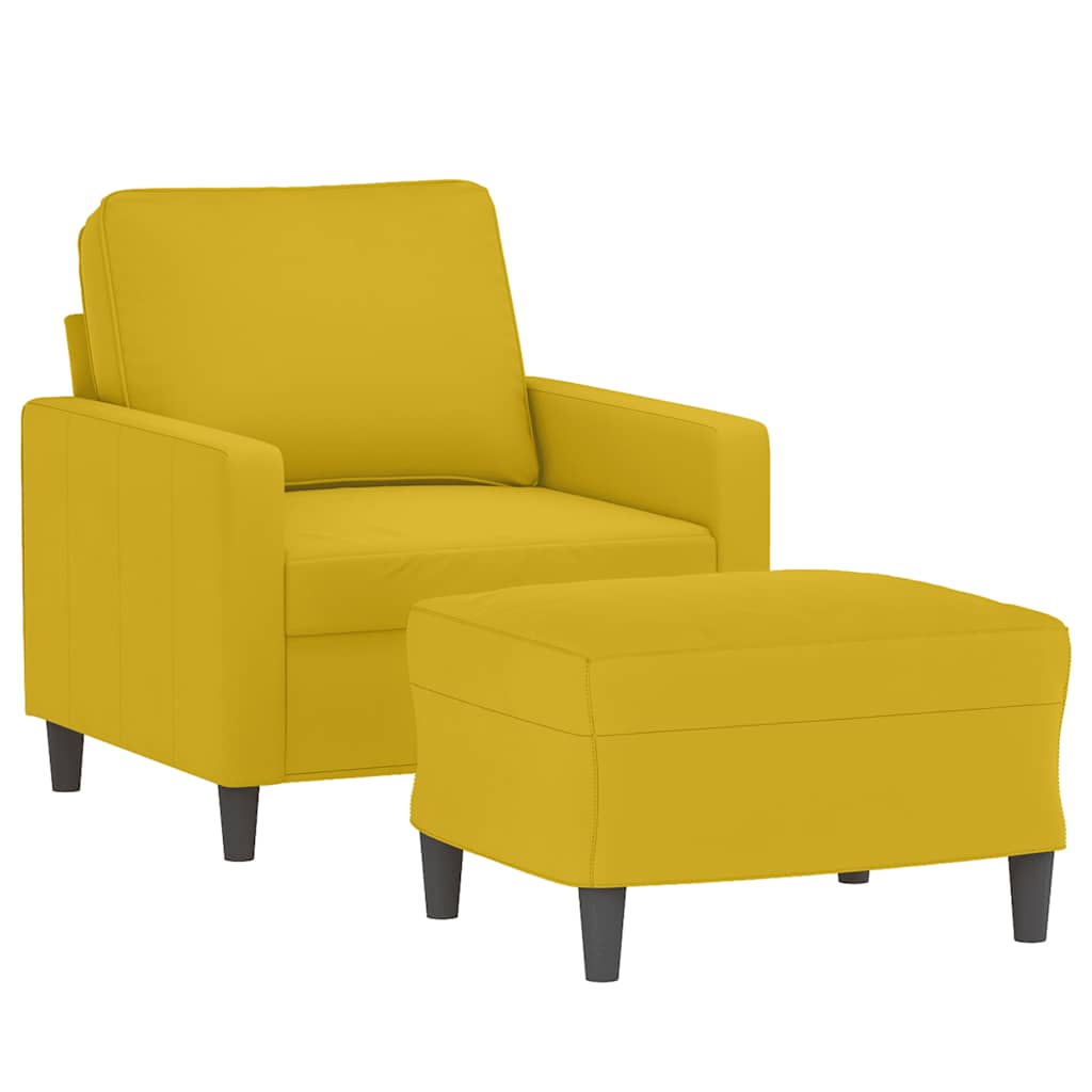 Sessel mit Hocker Gelb 60 cm Samt