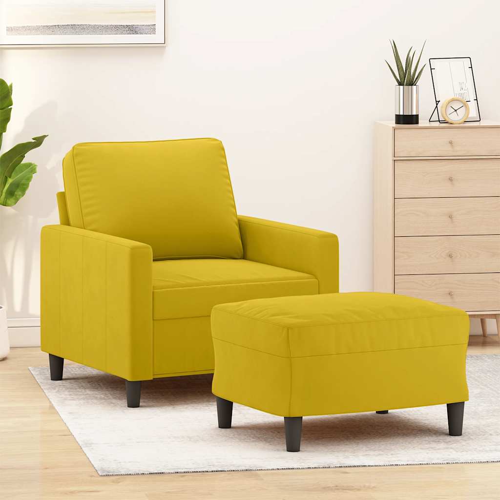 Sessel mit Hocker Gelb 60 cm Samt