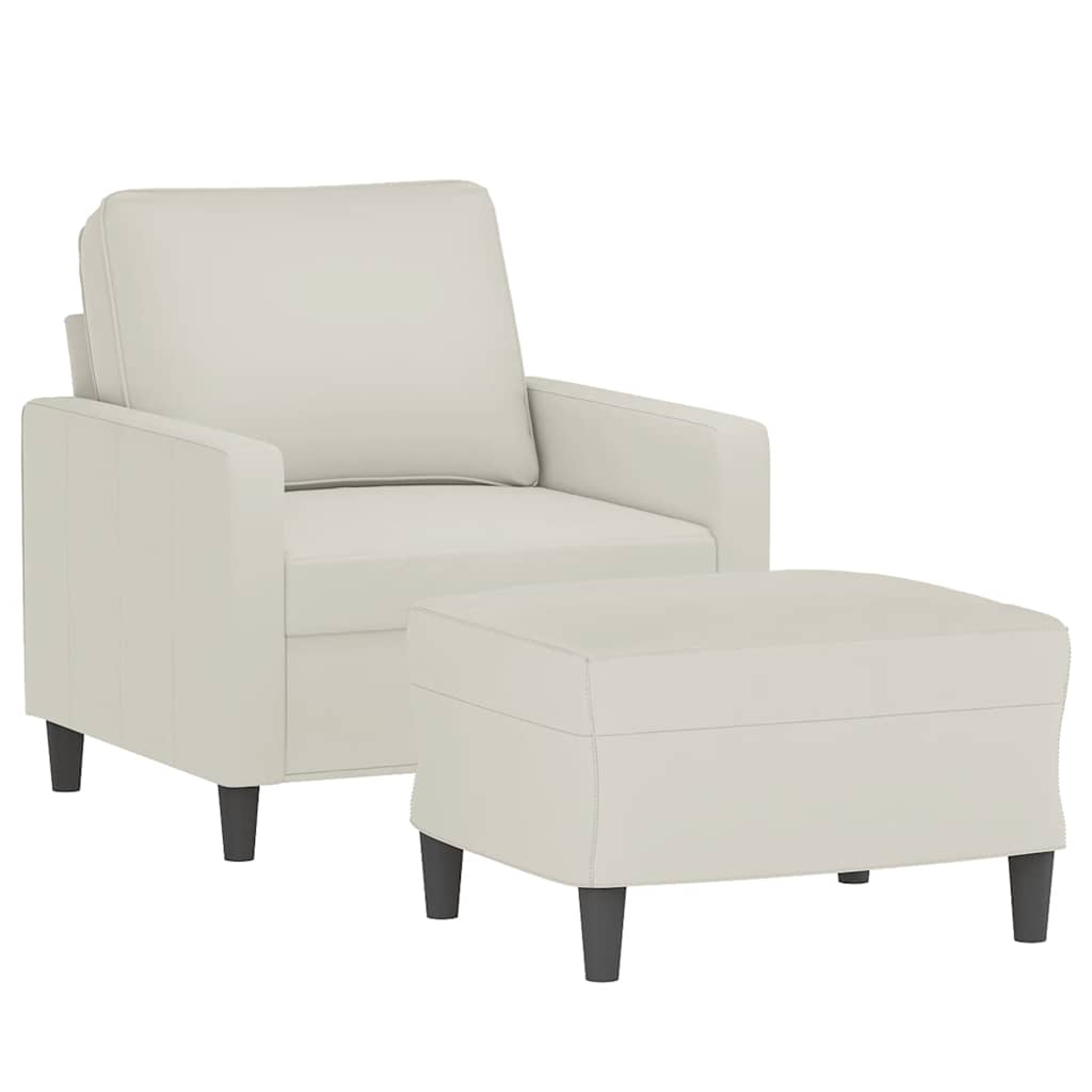 Sessel mit Hocker Creme 60 cm Samt