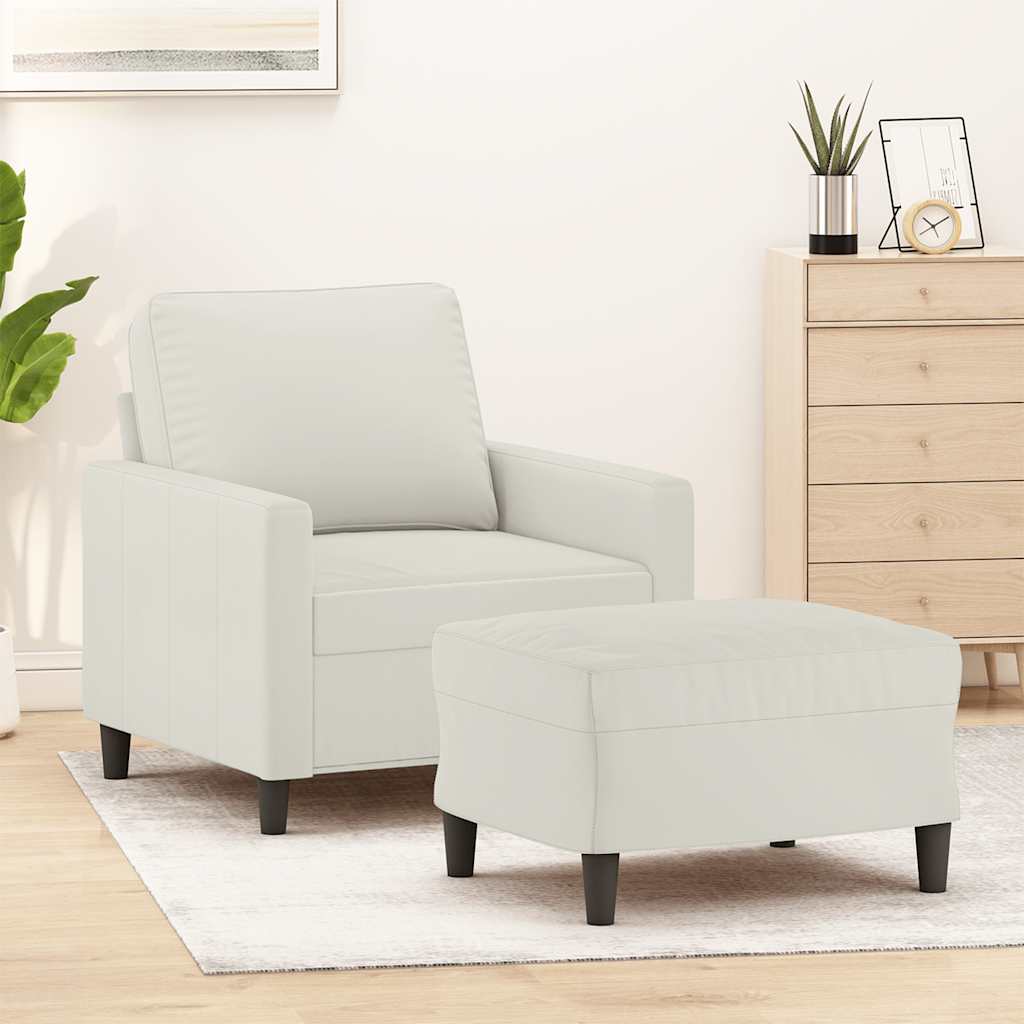 Sessel mit Hocker Creme 60 cm Samt