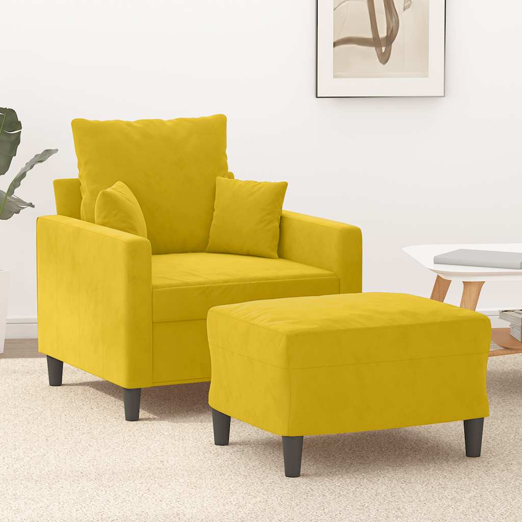 Sessel mit Hocker Gelb 60 cm Samt