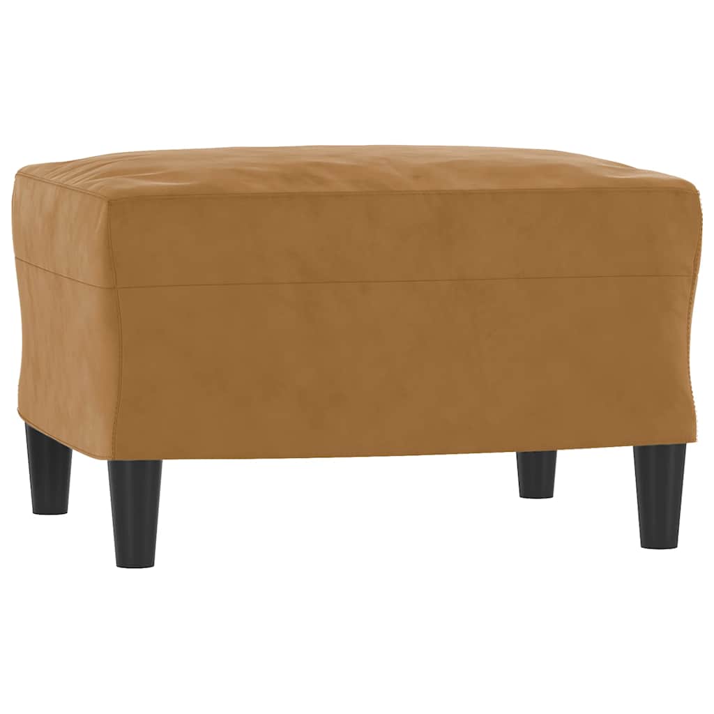 Sessel mit Hocker Braun 60 cm Samt