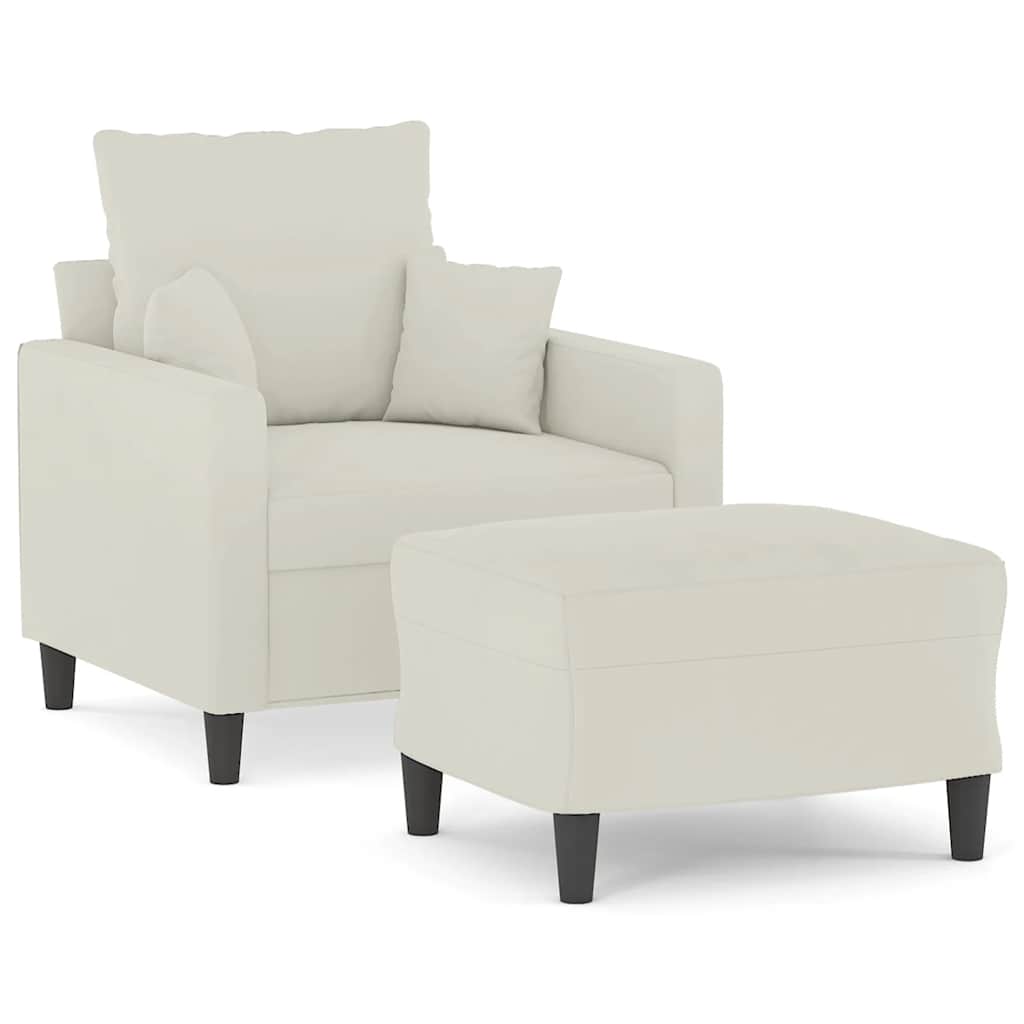 Sessel mit Hocker Creme 60 cm Samt