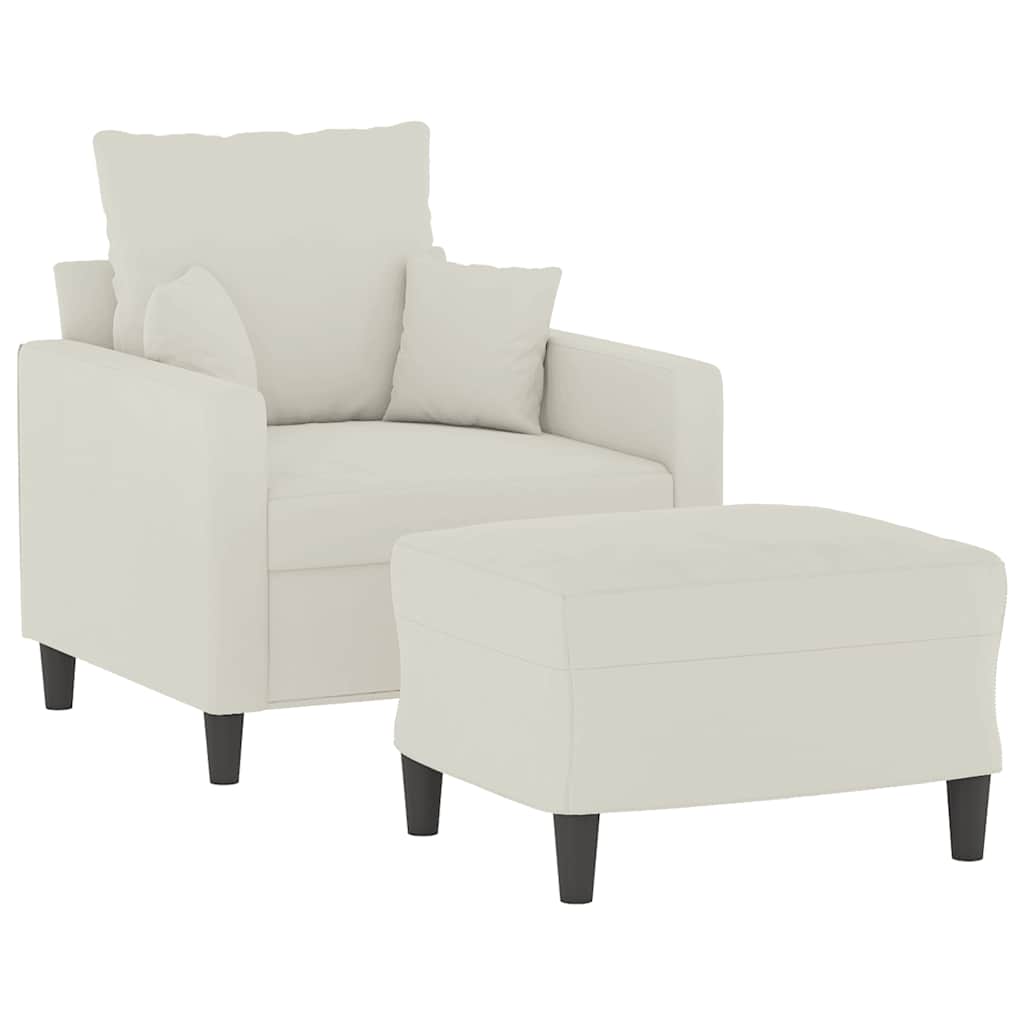 Sessel mit Hocker Creme 60 cm Samt