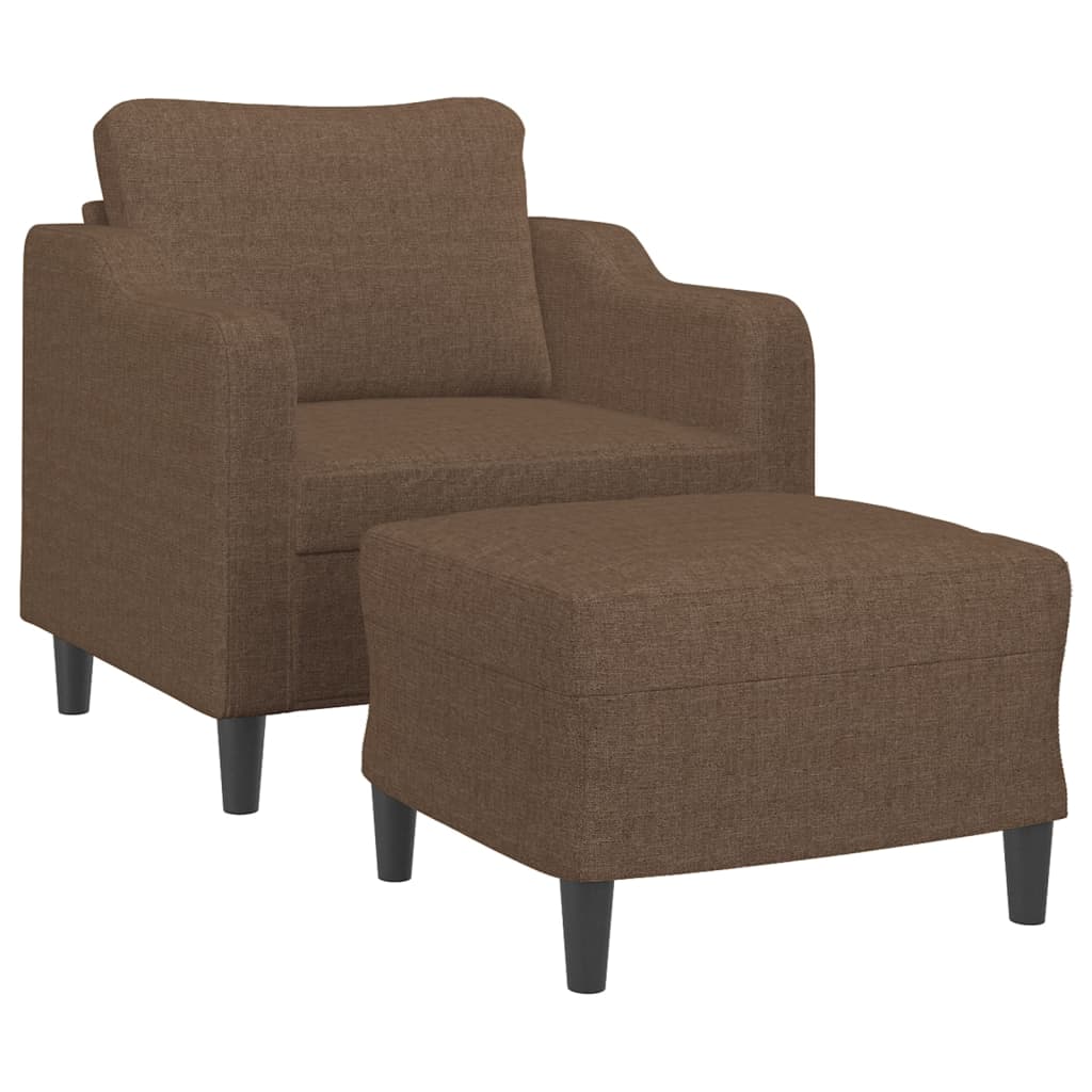Sessel mit Hocker Braun 60 cm Stoff