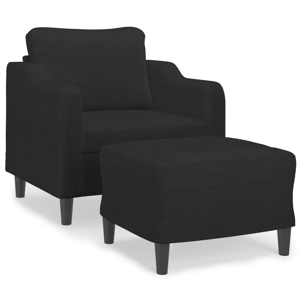 Sessel mit Hocker Schwarz 60 cm Stoff