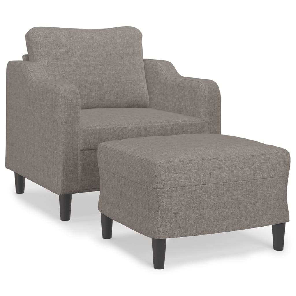 Sessel mit Hocker Taupe 60 cm Stoff