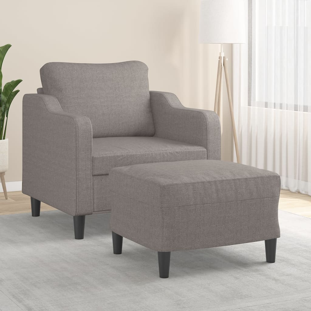 Sessel mit Hocker Taupe 60 cm Stoff