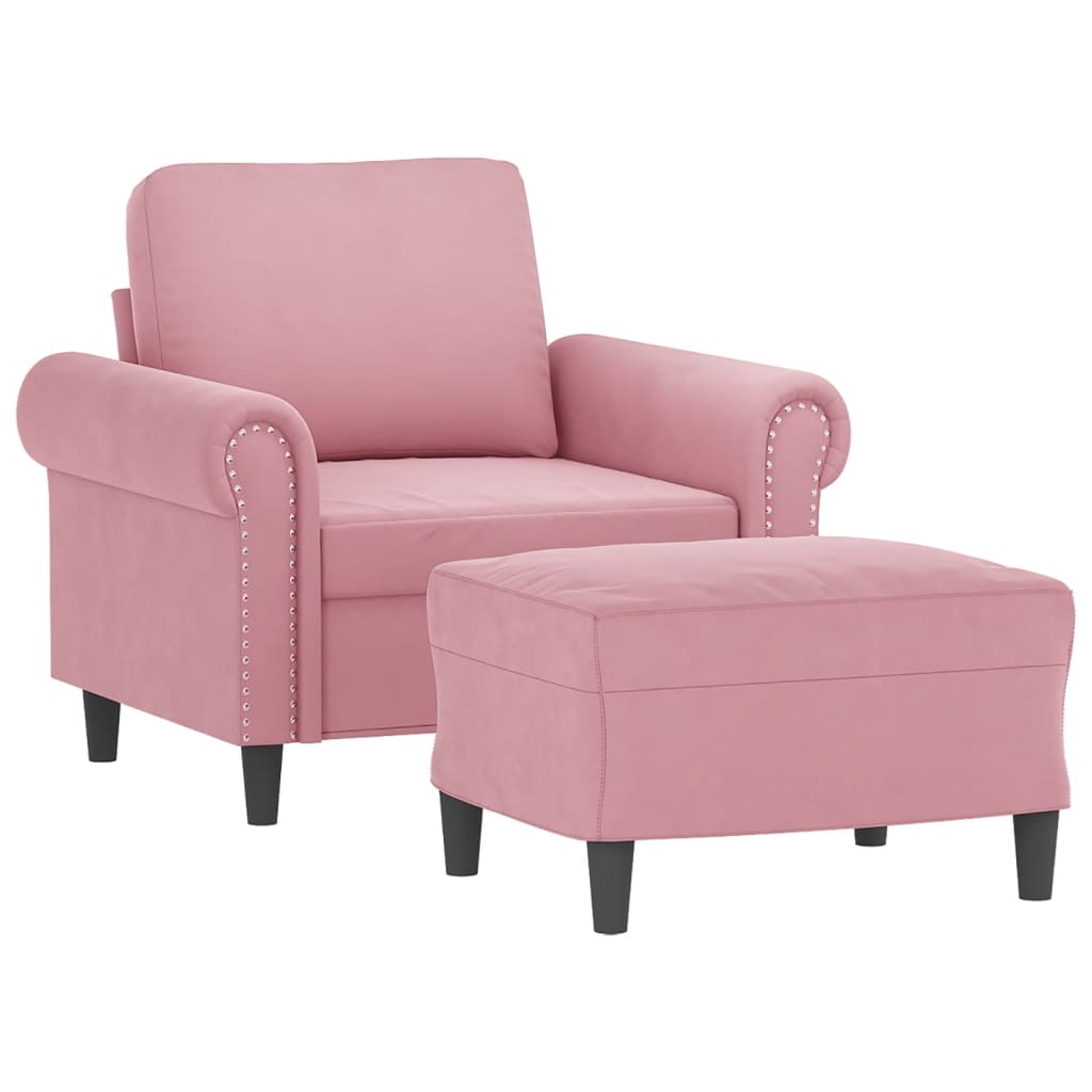 Sessel mit Hocker Rosa 60 cm Samt