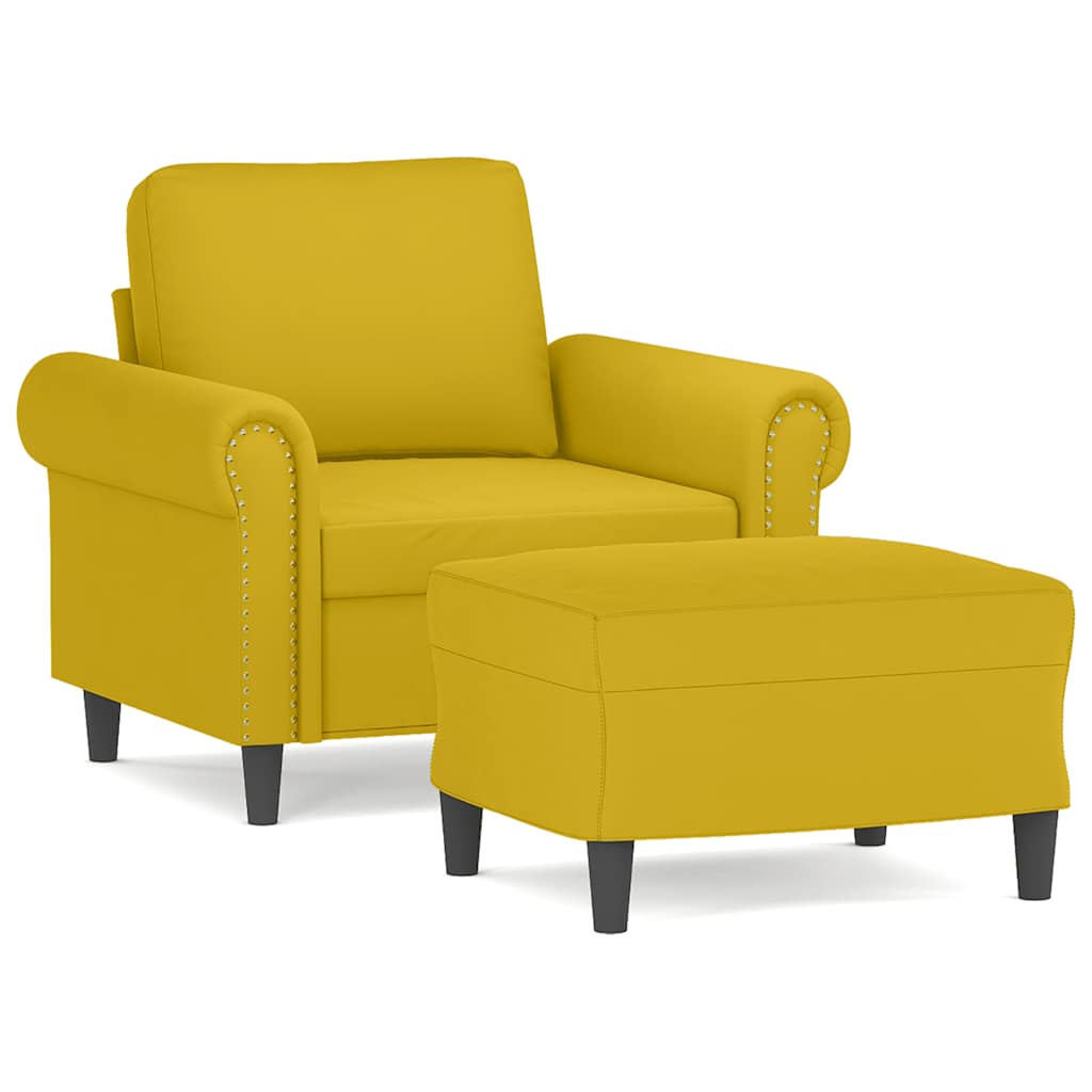 Sessel mit Hocker Gelb 60 cm Samt