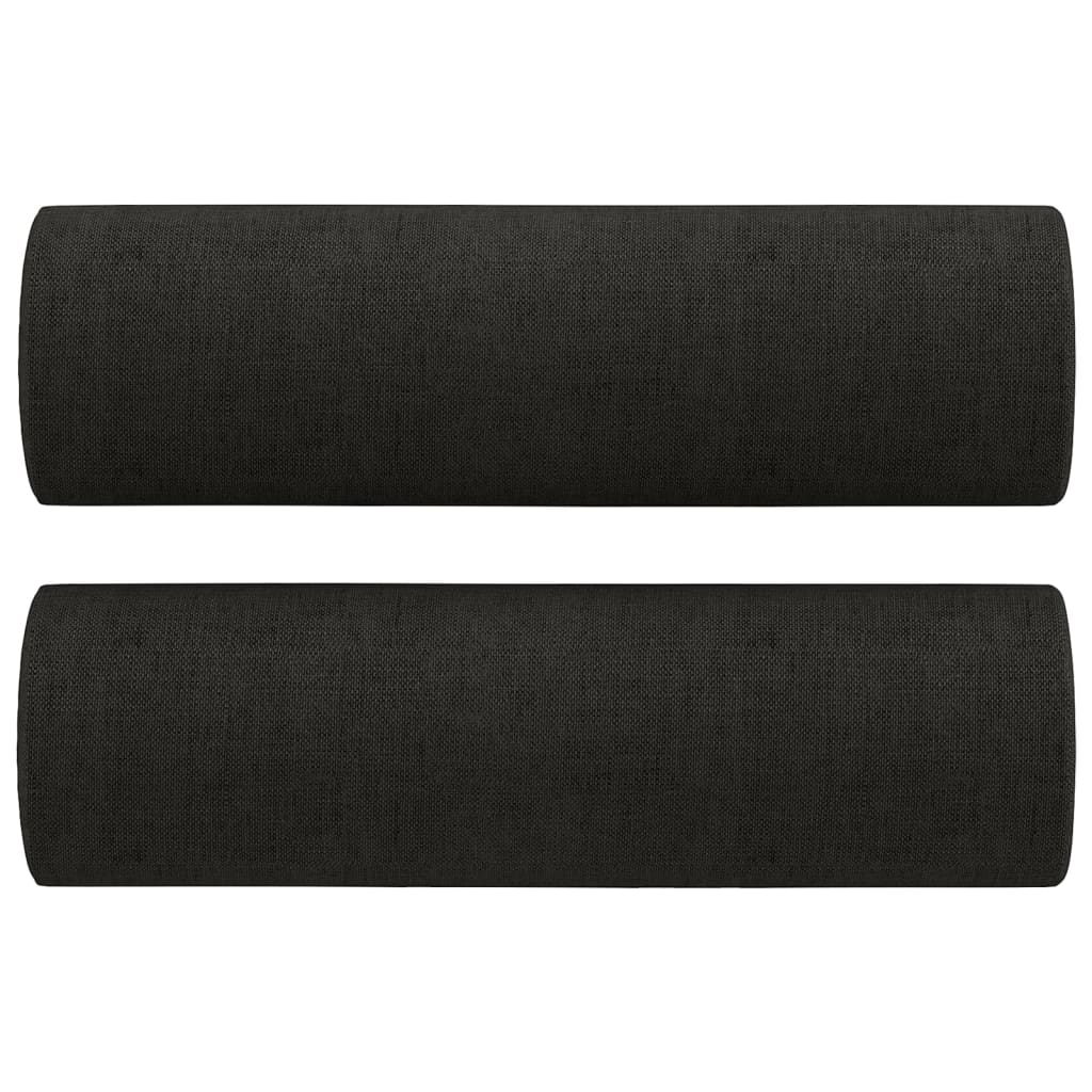2-tlg. Sofagarnitur mit Kissen Schwarz Stoff