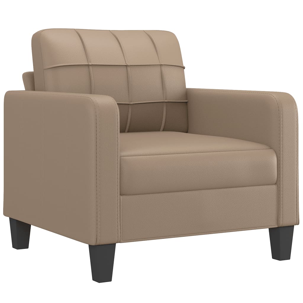 4-tlg. Sofagarnitur mit Kissen Cappuccino-Braun Kunstleder