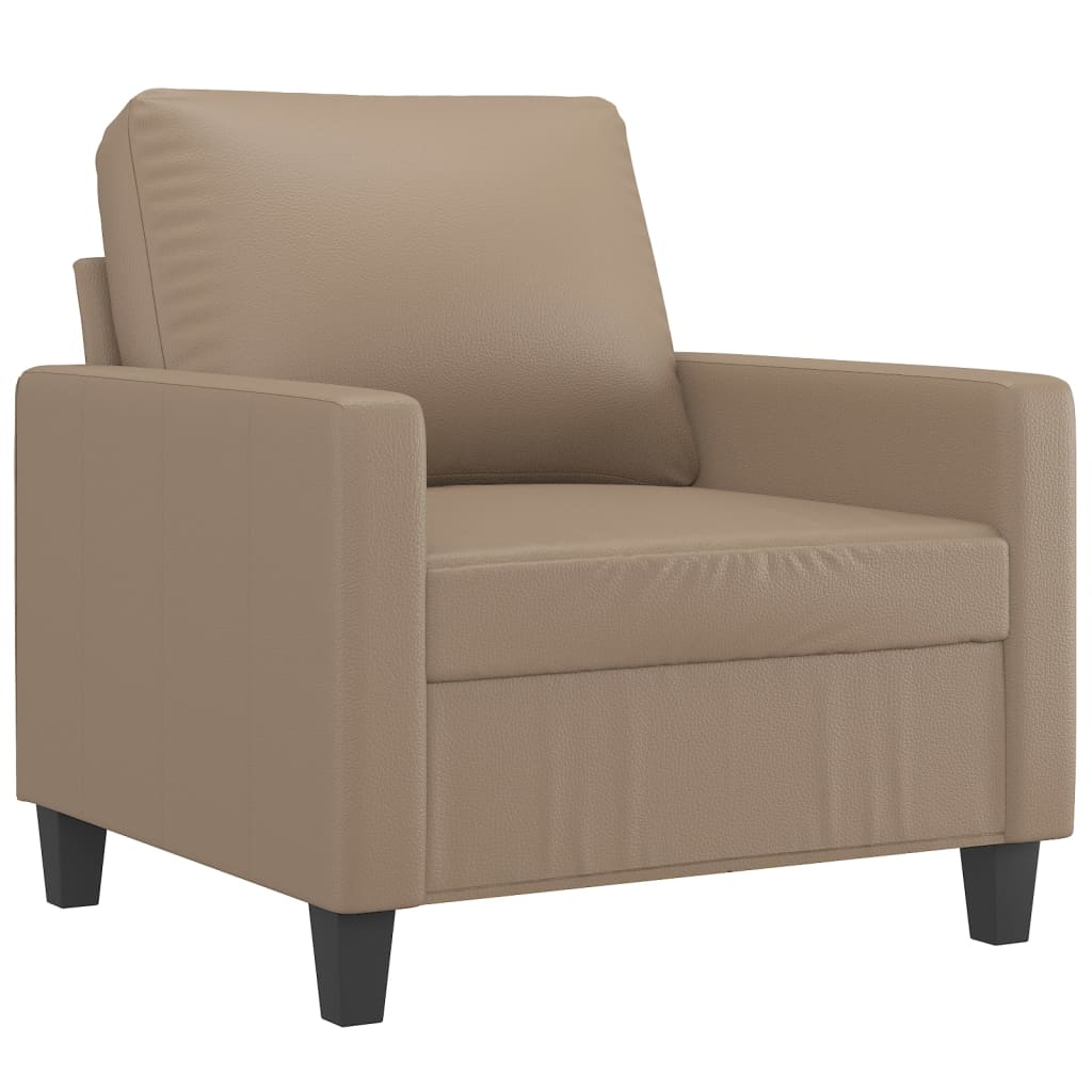 4-tlg. Sofagarnitur mit Kissen Cappuccino-Braun Kunstleder