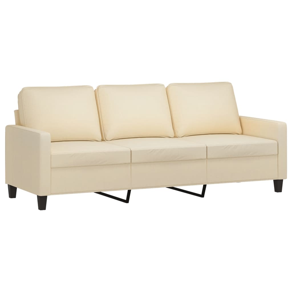 4-tlg. Sofagarnitur mit Kissen Creme Stoff