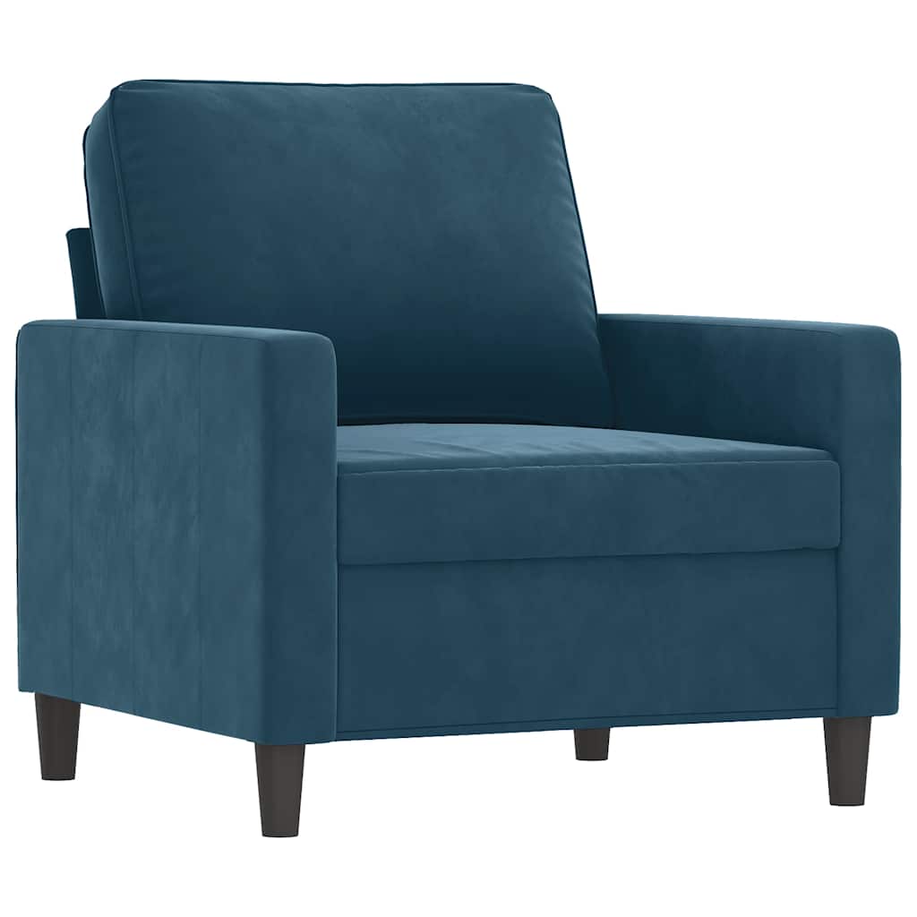 4-tlg. Sofagarnitur mit Kissen Blau Samt