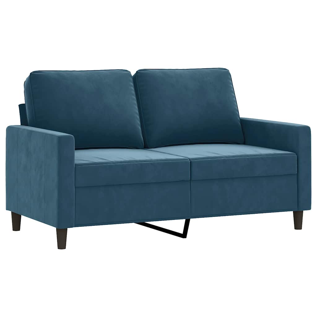 2-tlg. Sofagarnitur mit Kissen Blau Samt