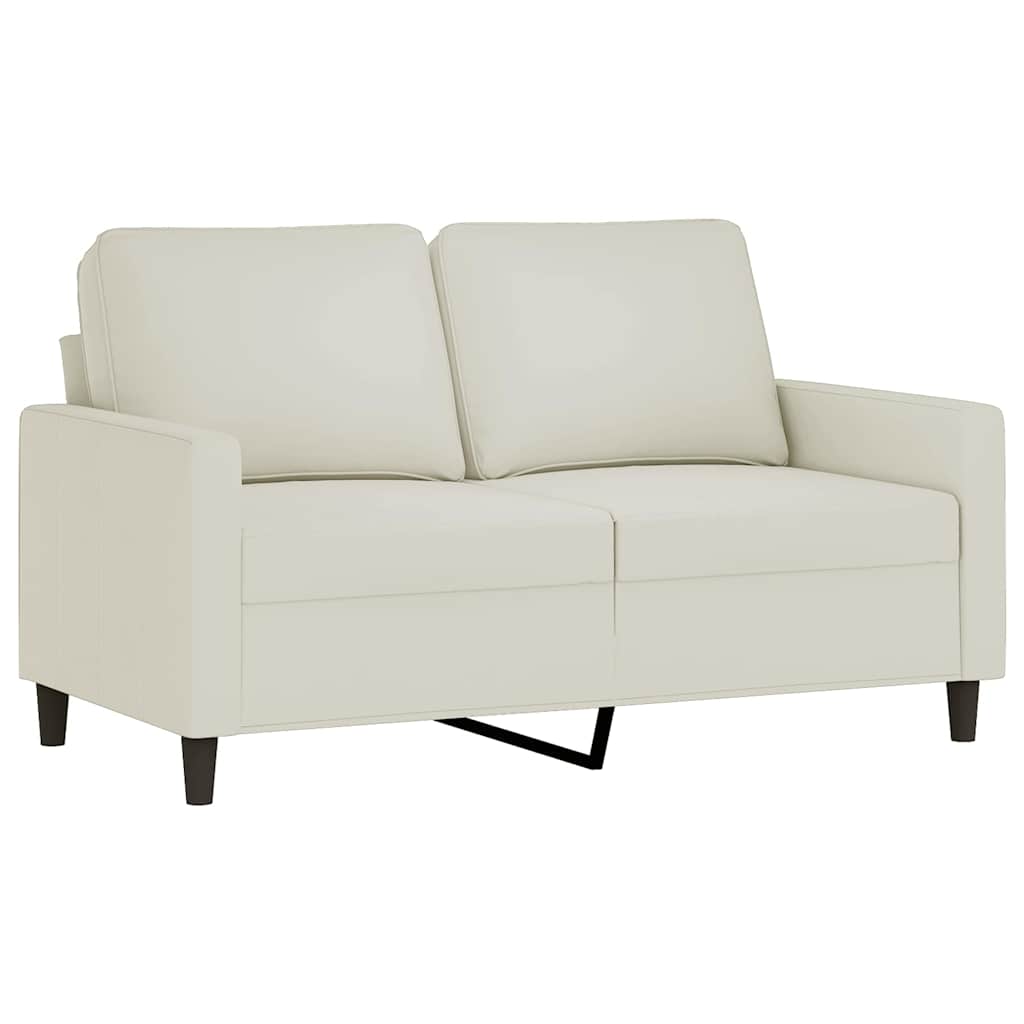 2-tlg. Sofagarnitur mit Kissen Creme Samt