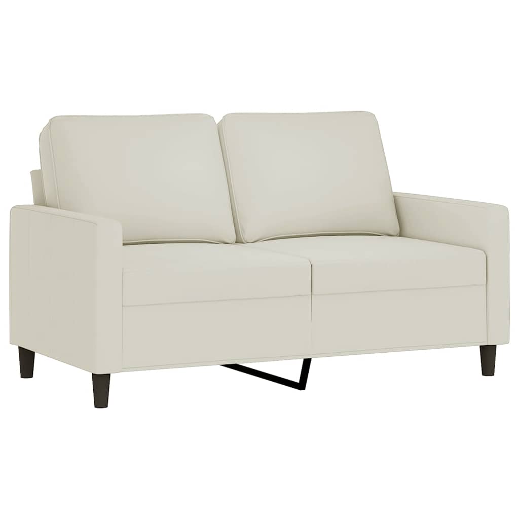 3-tlg. Sofagarnitur mit Kissen Creme Samt