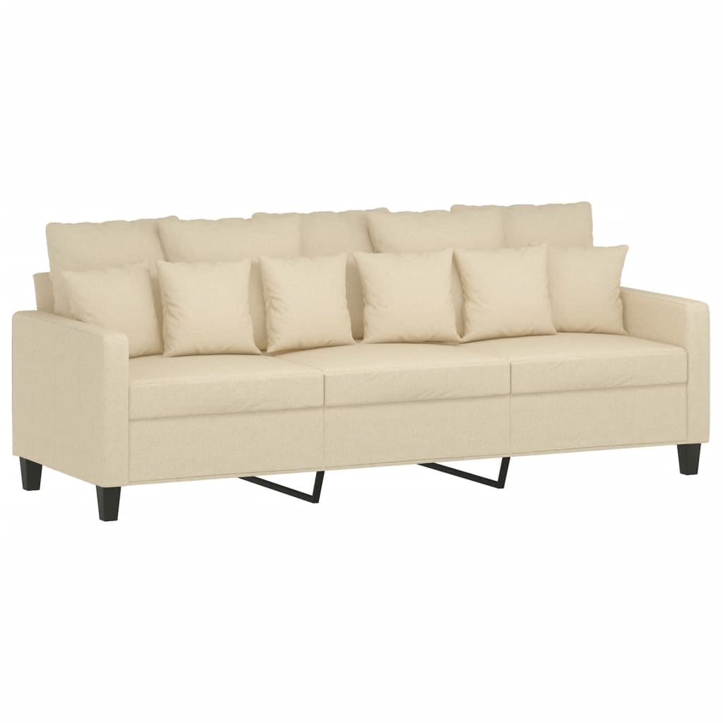 4-tlg. Sofagarnitur mit Kissen Creme Stoff