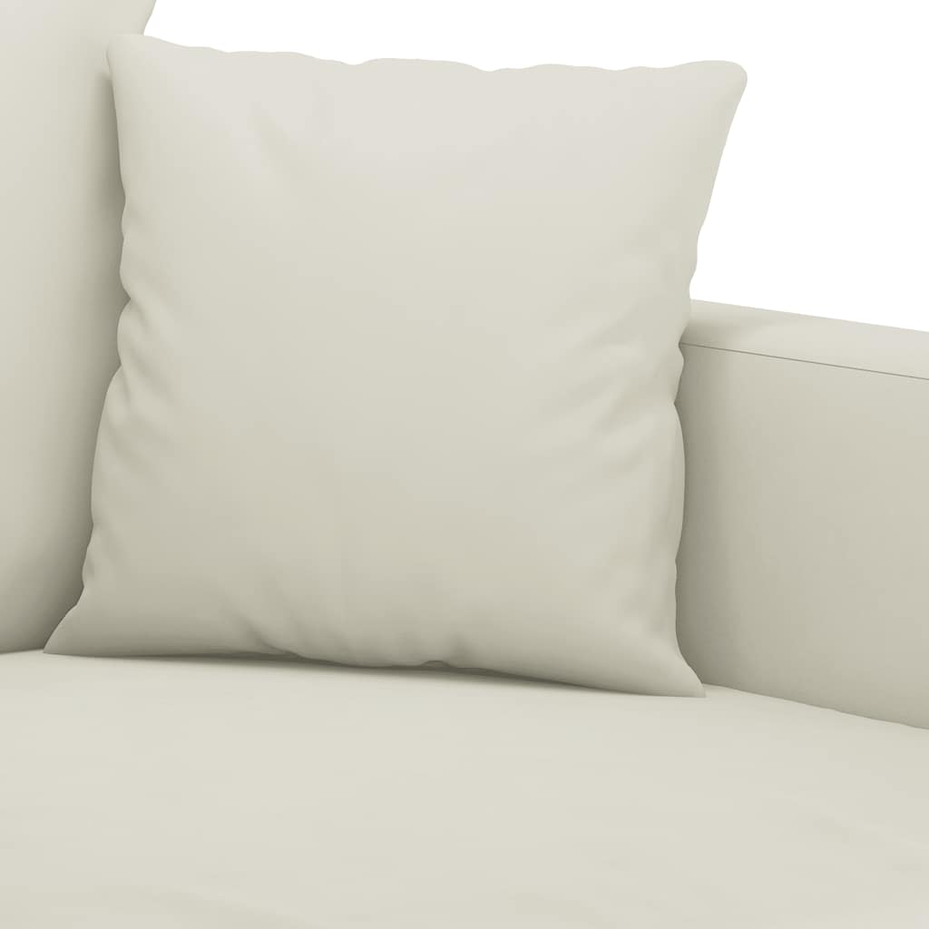 3-tlg. Sofagarnitur mit Kissen Creme Samt