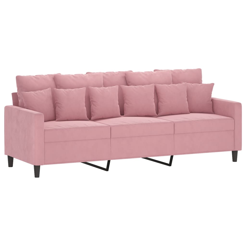4-tlg. Sofagarnitur mit Kissen Rosa Samt