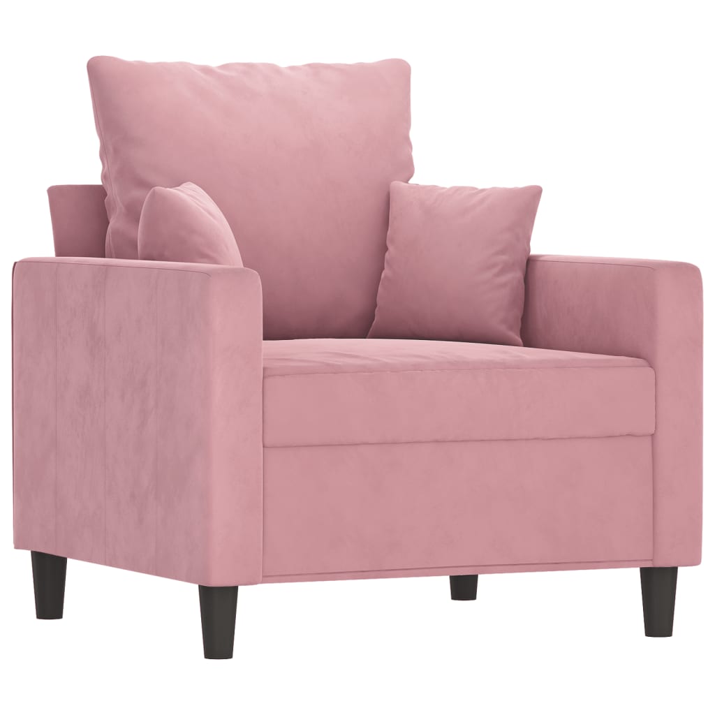 4-tlg. Sofagarnitur mit Kissen Rosa Samt