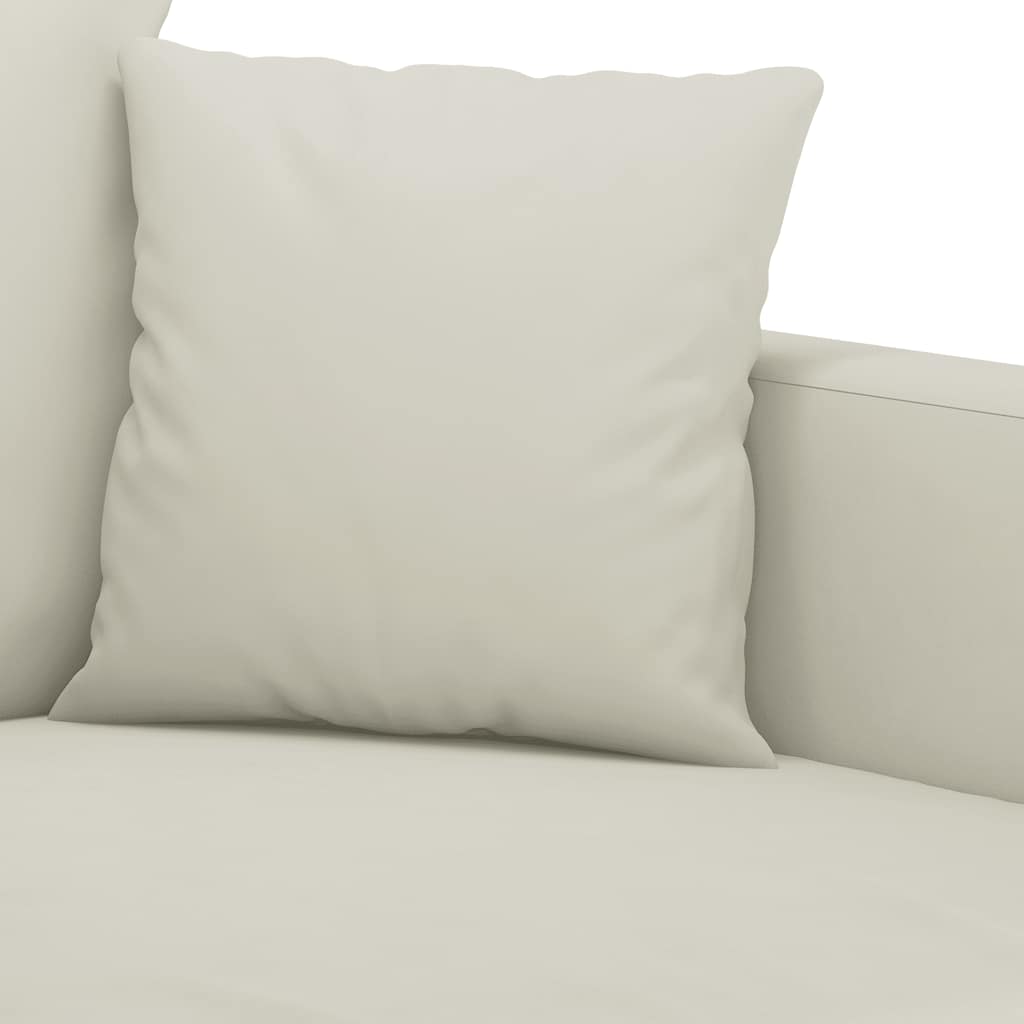 3-tlg. Sofagarnitur mit Kissen Creme Samt