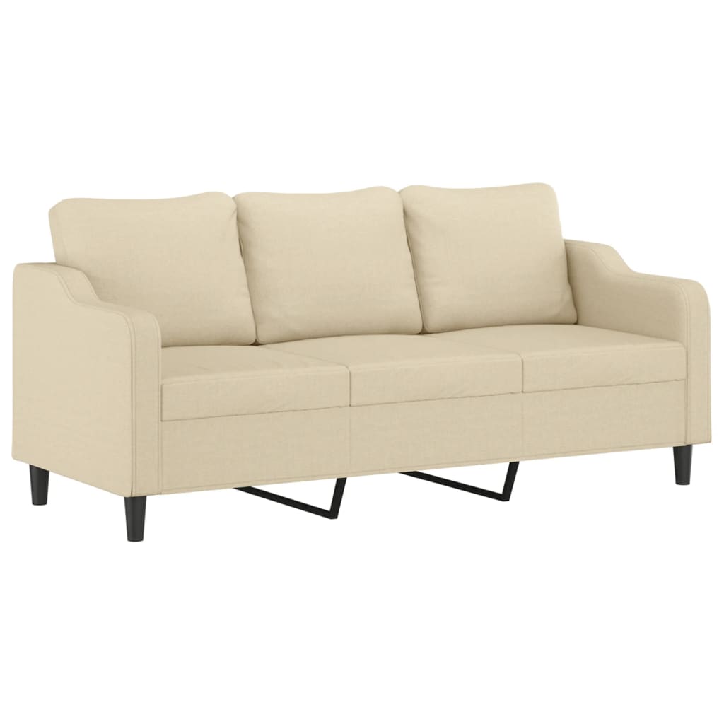 4-tlg. Sofagarnitur mit Kissen Creme Stoff